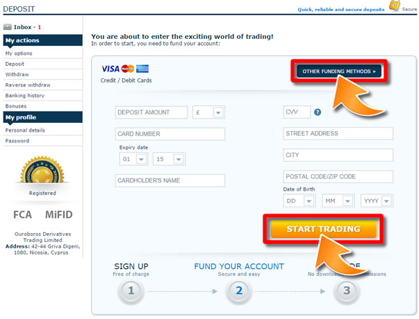 How to Make a Deposit on AnyOption - Method 2