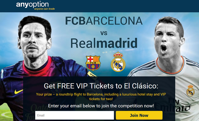 Participate in the Anyoption Competition to Get Free VIP Tickets to El Clásico