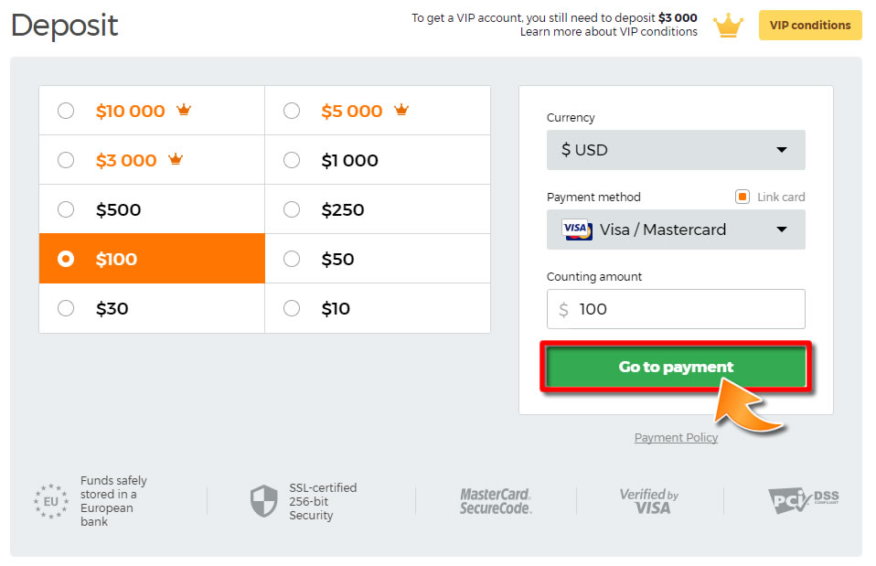 How to Make a Deposit on IQOption - Method 2