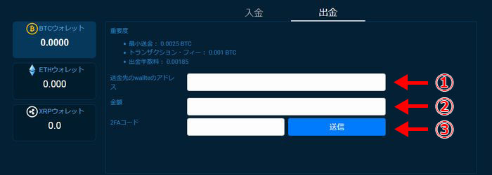 ビッドオッズの出金申請