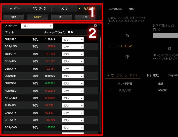 24オプションのデモ取引方法1