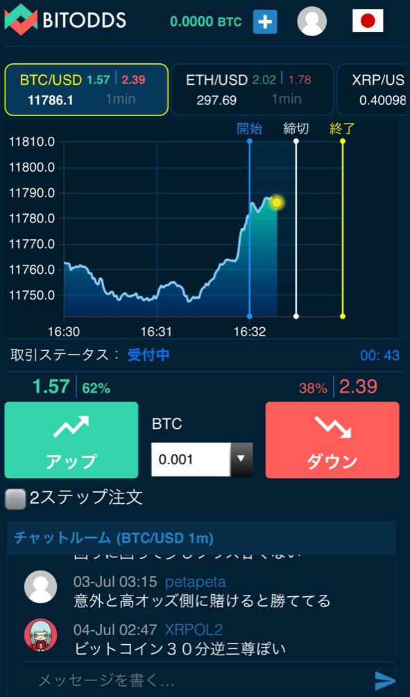 ビットオッズの口座開設画面スマホ4