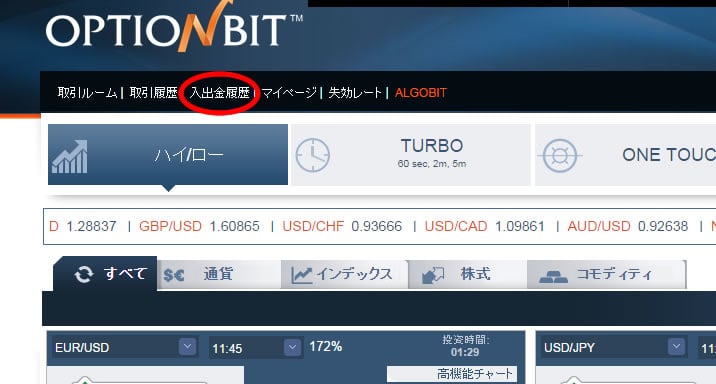 オプションビット出金手順