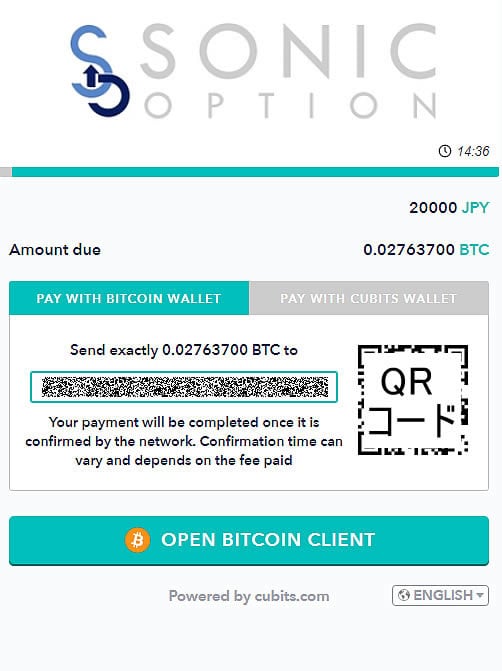 ソニックオプション決済方法BTCアドレスとQRコードと私