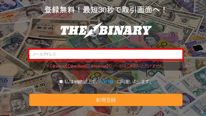 THEBINARYの口座開設1