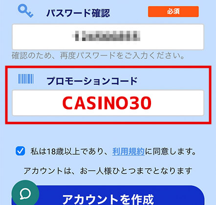 BeeBet（ビーベット）入金不要ボーナスのプロモーションコードを入力する